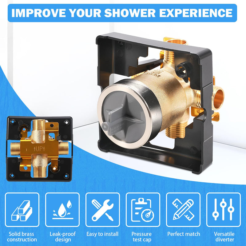 R10000-UNBX MultiChoice Universal Shower Valve Body, Rough-in Tub and Shower Valve Compatible with Delta 13/14, 17, 17T Series Trim Kits, 1/2-Inch Universal Inlets for PEX, Copper, CPVC R10000-UNBX