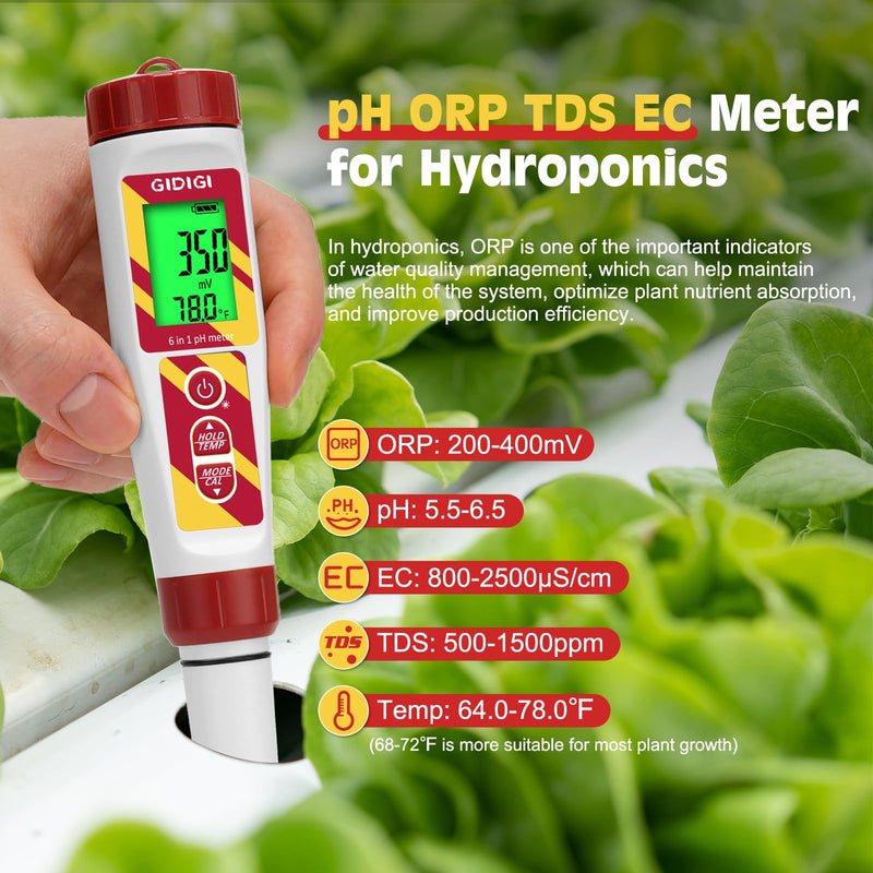 6 in 1 pH Meter Salt Tester TDS EC Pen for Pool Water | Digital Salinity Pen for Water Pool, Calibration Kits Included, High Accuracy Salinity pH ORP EC and TDS Meter | Digital Salinity Pen for Water Pool, Calibration Kits Included, High Accuracy Salin...