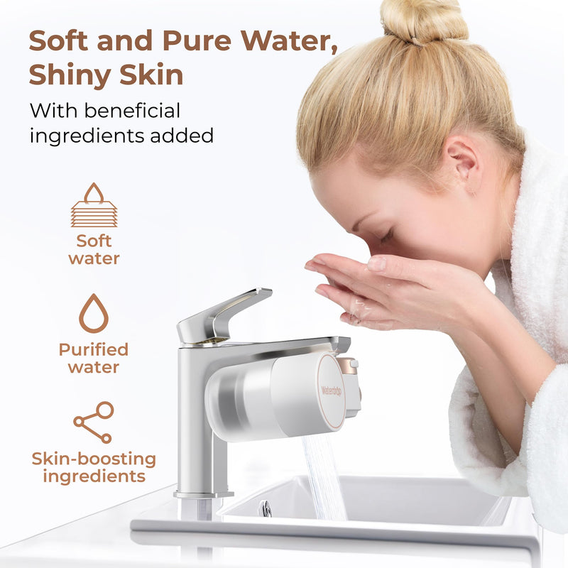 Waterdrop BFT1 Skincare Bathroom Sink Filter, Water Filter for Sink Faucet, 0.000001 mm, Reduces 99.9% Chlorine, Skin Redness & Scale Control, Water Softner, NSF Certified (1 Filter Included) Rose Gold-BFT1