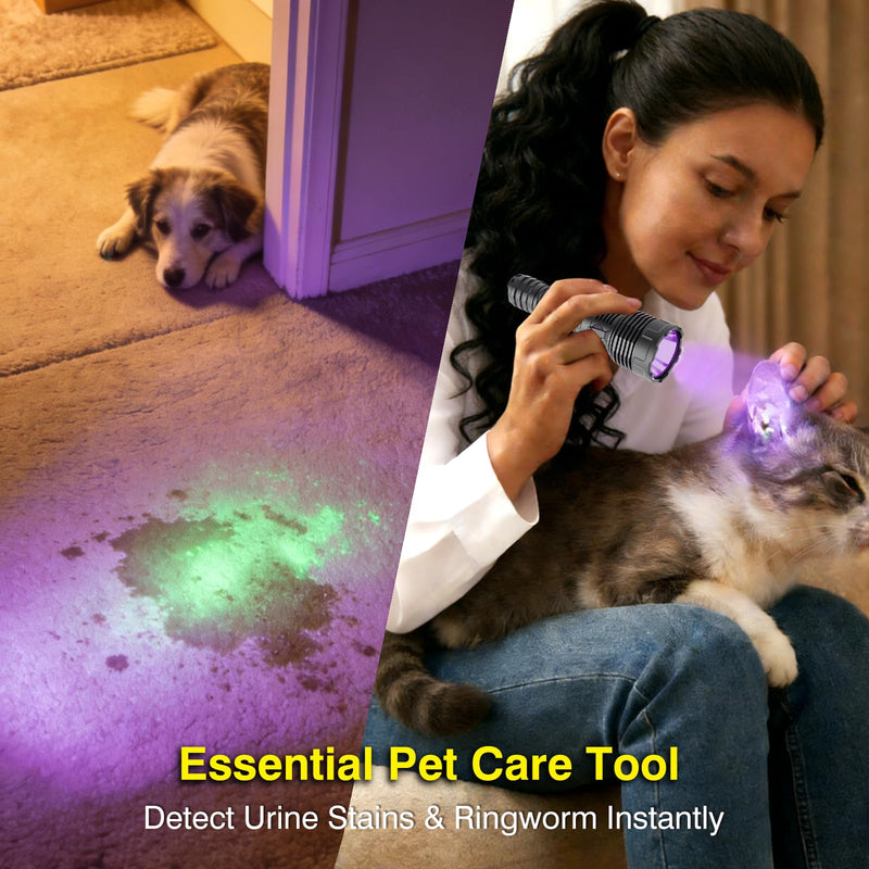 ULTRAFIRE 16W Powerful 395nm Black Light UV Flashlight - Rechargeable LED Ultraviolet Lights Flashlights, for Dog/Cat Urine Detection, Dry Stains, Finding Scorpion, Resin Curing