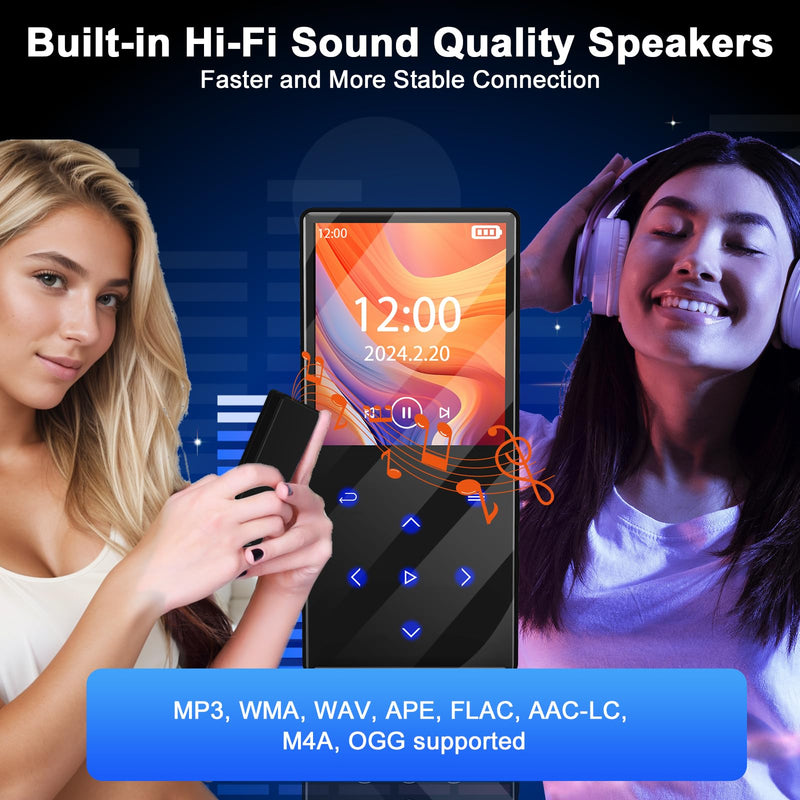 Gueray 128GB MP3 Player Bluetooth HiFi Sound MP3 Players with Speakers Support FM Radio Voice Recorder TF Card Digital Music Player Bluetooth MP3 Player 128 GB