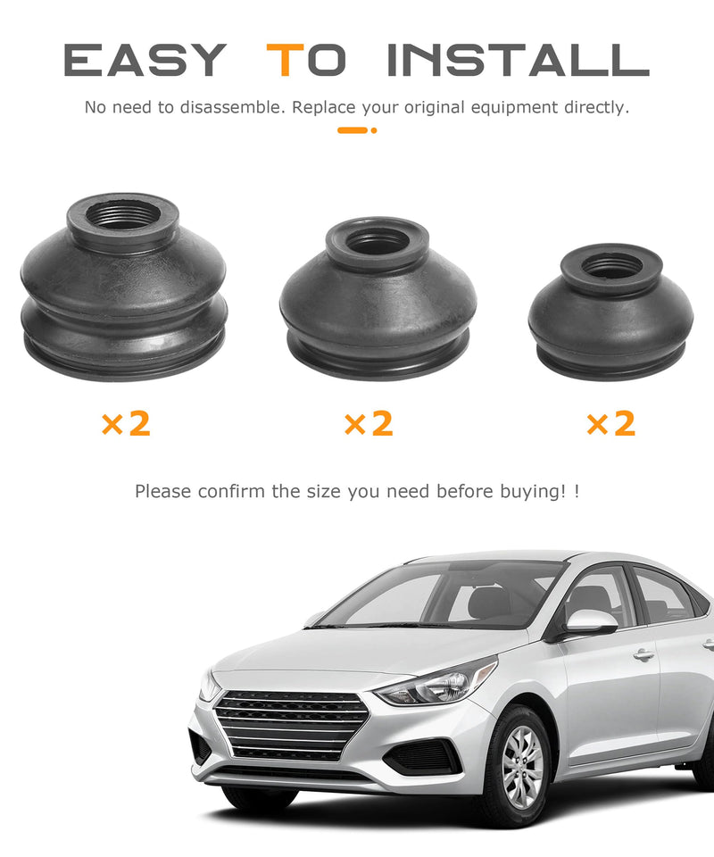 6PCS Tie Rod Boot,Car Accessories Rubber Tie Rod End Boot,Ball Joint Boot Replacement,Turn To Rod Arm Ball Joint Head Dust Protection Rubber Cover,Fit for Most Car Suspension Steering Parts