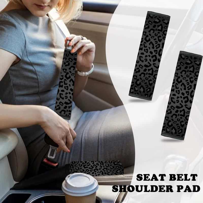 10 Pieces Leopard Print Car Steering Wheel Cover Center Console Armrest Pad Headrest Seat Belt Cover Handbrake Cover Keychain Coaster Full Set Car SUV(Leopard Print