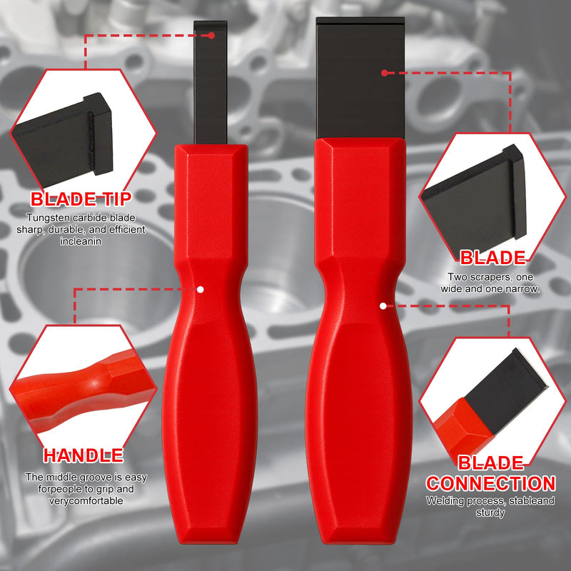 Carbide Scraper, Super Gasket Scraper for Metal and Automotive, 1-1/4 Inch and 5/8 Inch Carbide Scraper Set (2 Piece)