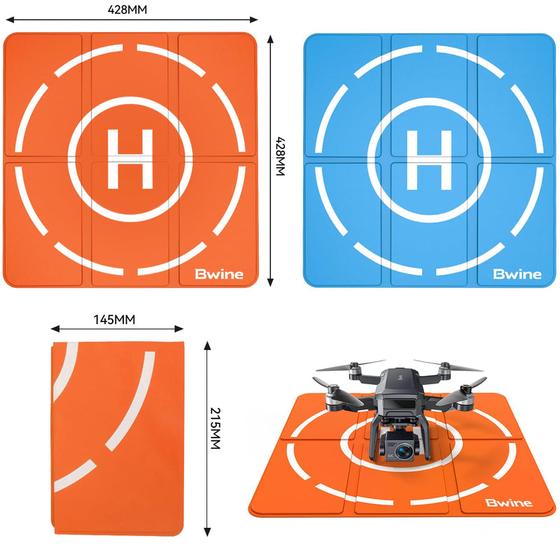 Bwine Drone Landing Pad 16.85 Inch, Double-sided Waterproof, Universal Portable Landing Pad with Foldable Design for F7 GB2/F7 MINI/DJI Mini 2 SE/RC Quadcopters