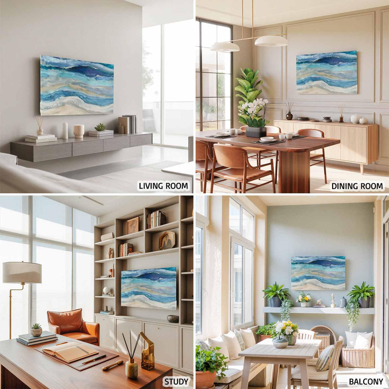 Blue Coastal TV Cover Indoor Elastic TVs Screen Protector, Summer Beach Nautical Monitor Covers Inside Dust Proof Slipcover, Modern Abstract Art 65 Inch TV Cover for Flat or Curved TVs 65"TV Blue Beige