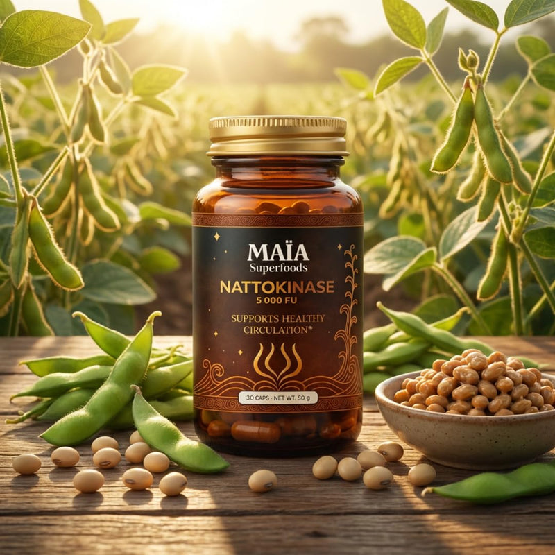 Maia Nattokinase | 5000 FU | Supports Arterial Cleanliness, Nitric Oxide, Cardiovascular Wellness | Fermented Soybean Enzyme Supplement 30 Count (Pack of 1)