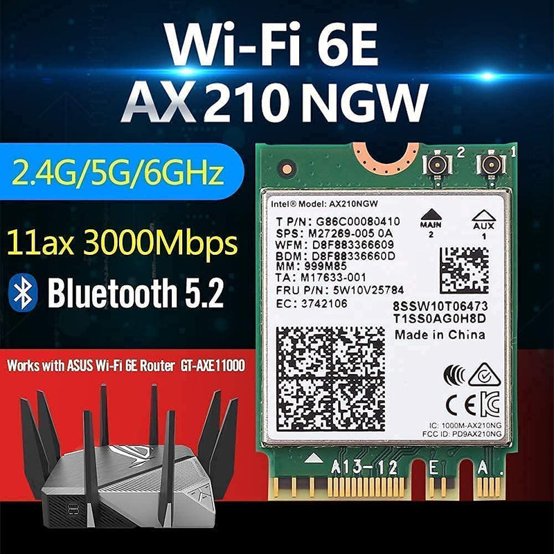 WiFi 6E Intel AX210 and WiFi 6 Intel AX200 for Upgrading Laptop to WiFi 6 Speed 2400Mbps + 574Mbps