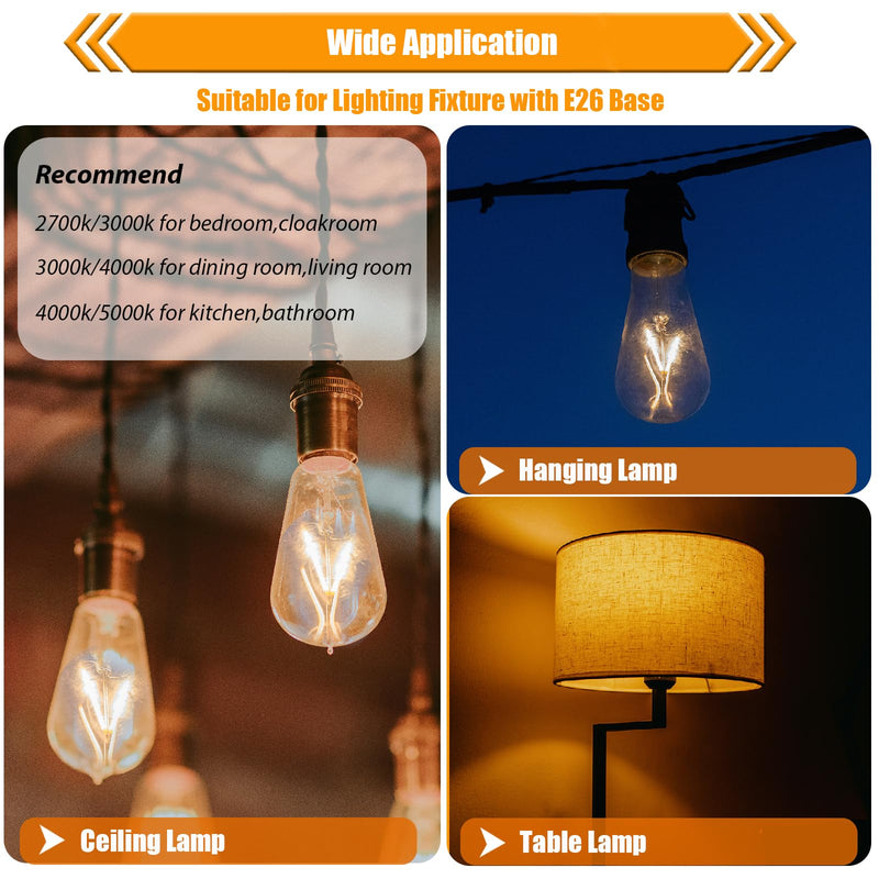 12 Pack 2W LED Edison Bulbs, 25 Watt Light Bulbs Equiv, 2700K Soft Warm with E26 Standard Base, LED ST19 Low Watt Light Bulbs, 250LM, Not-Dimmable, 120V 2700k Soft White 12 Count (Pack of 1)