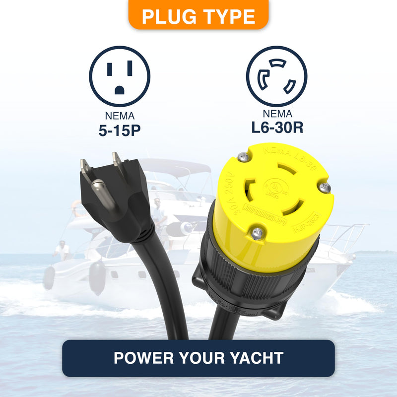 Pigtail 220V to 110V Outlet Adapter 2FT or 10FT for Plasma Cutters, Welders. Plug into Standard Household Outlet, 3 Prong Welding Extension Cord Converter from Journeyman-Pro (L630R-515P-10FT) L630R-515P-10FT