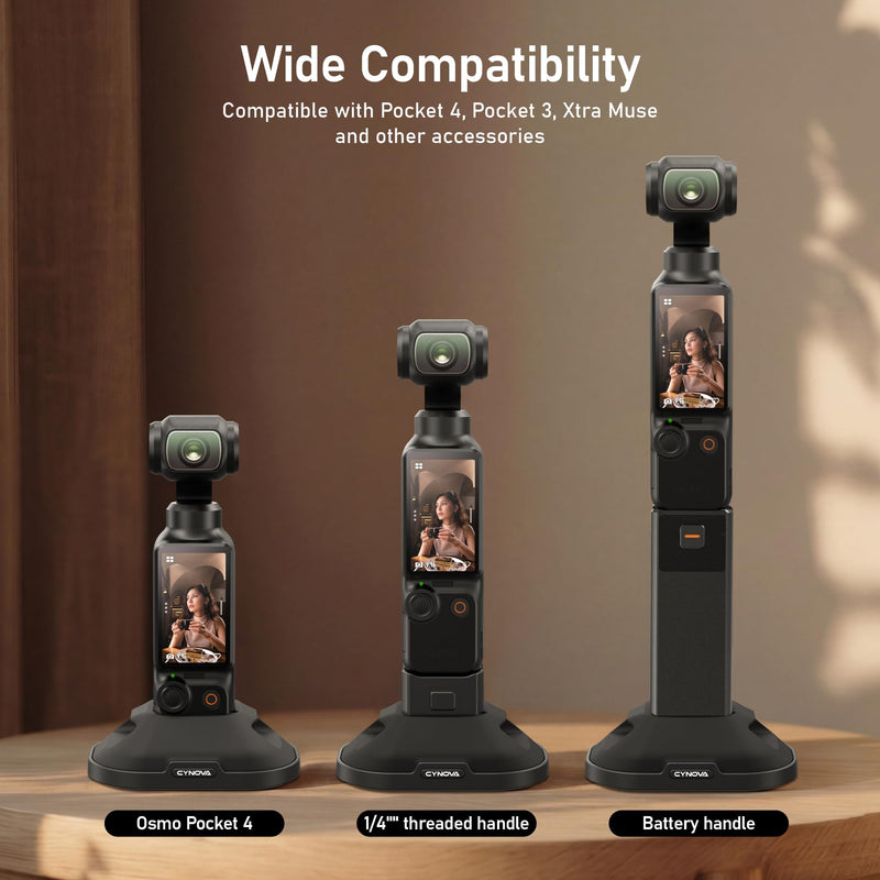 Upgraded Silicone Stand Base for DJI Osmo Pocket 4P/4/3/Xtra Muse | Detachable Adhesive Base for Car & Desktop, Osmo Pocket 4 Accessories Fits Battery Handle & 1/4" Handle, Stable & Non-Slip