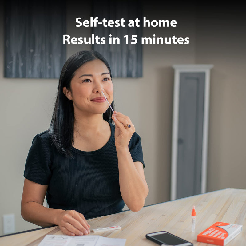 iHealth COVID-19 Antigen Rapid Test, 1 Pack, 2 Tests Total, FDA Authorized OTC at-Home Self Test, Results in 15 Minutes with Non-invasive Nasal Swab, Easy to Use & No Discomfort Orange