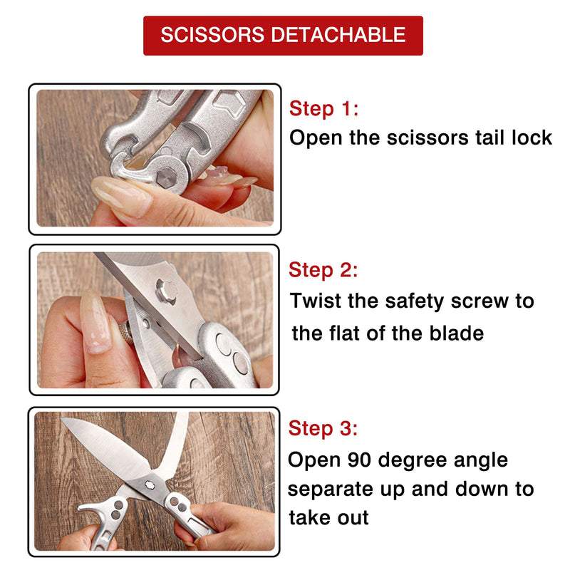 Poultry Shears Scissors Heavy Duty,Kitchen Shears,Multi-purpose Stainless Steel Kitchen Scissors for Christmas Turkey Food, Chicken,Fish,Meat,Separable easy to clean thoroughly,Dishwasher Safe. Y-silver