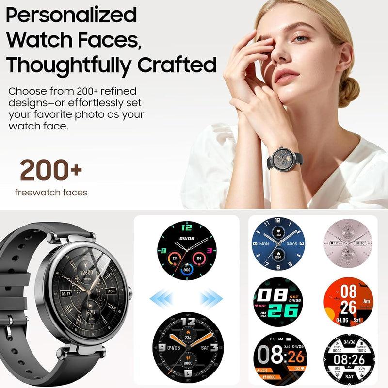 TOZO S8 AMOLED Smart Watch for Women Men, 3ATM Waterproof Fitness Tracker | Heart Rate Monitor, Sleep & Stress Tracking, 100+ Sport Modes, Bluetooth Call Smartwatch Long Battery for Android iOS Black Matte Black