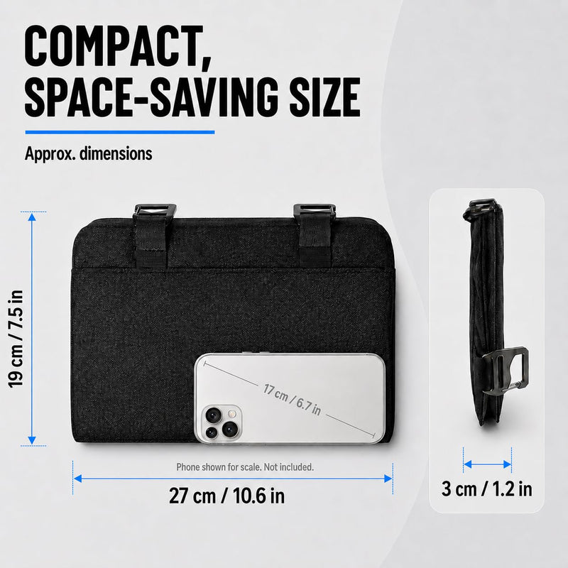 TUDIA Mobile Organizer Bag Compatible with Tumi Alpha Bravo Backpacks - Modular Tech Pouch with G-Hooks Water-Resistant Cord Carrying Case for Earphone, Charger & Cables (Black) Black