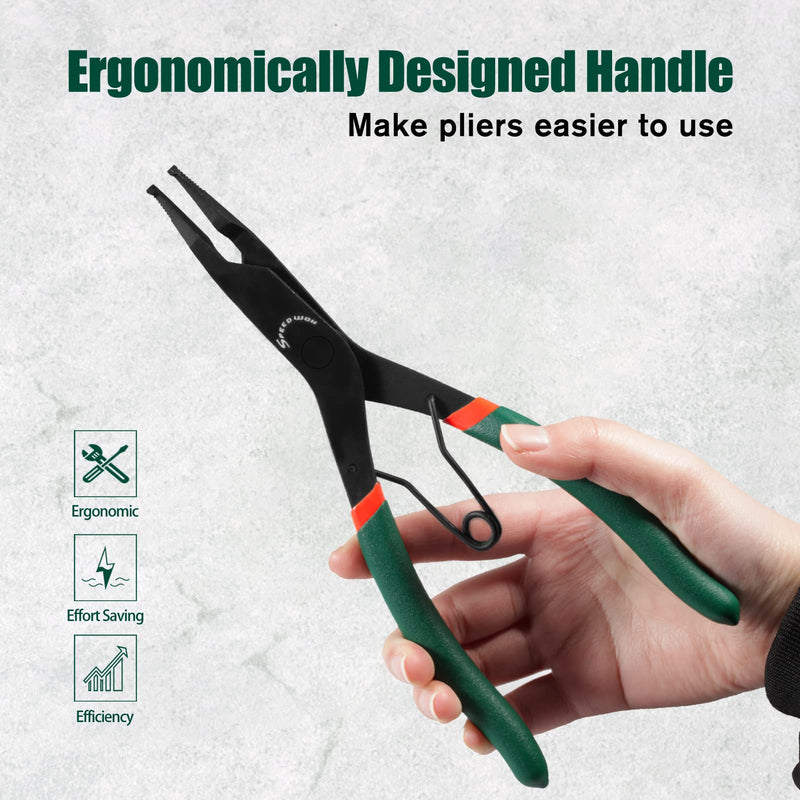 SPEEDWOX 9 inch Angle Tip Lock Ring Pliers for Transmission, Special Circlip Plier with Hole Angle Tip Retaining Ring Pliers Flat Nose Retaining Ring Pliers with Black Oxide Finish Ring Opening 9"