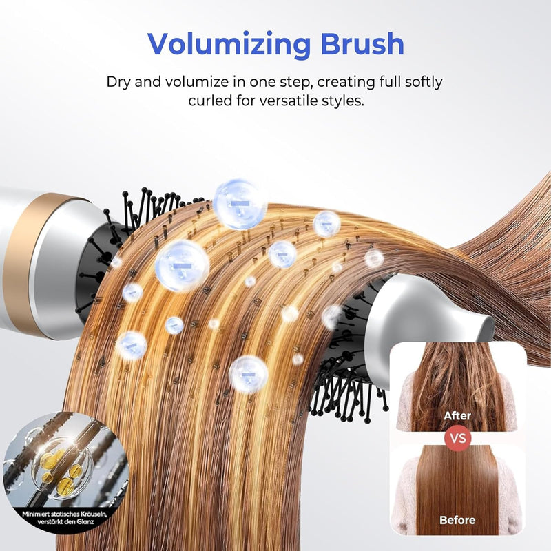  [AUSTRALIA] - Hair Dryer Brush 5 in 1, Blow Dryer Brush Set with Air Curler Wrap Hair Styler, Negative Ionic Blow Dry Brush, Detachable Hair Tool for Curling, Volumizer,Straightener,Drying