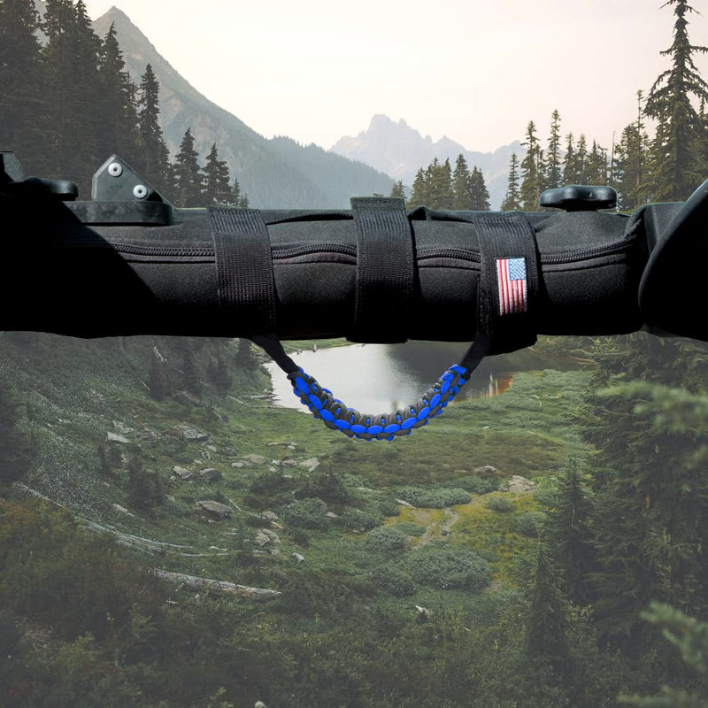 4 X Roll Bar Grab Handles Grip Handle Compatible with Jeep Wrangler JLU JK JKU TJ YJ LJ JT JL & Gladiator JT 1955-2022 UTV & ATV(Blue) Flag Pattern Blue