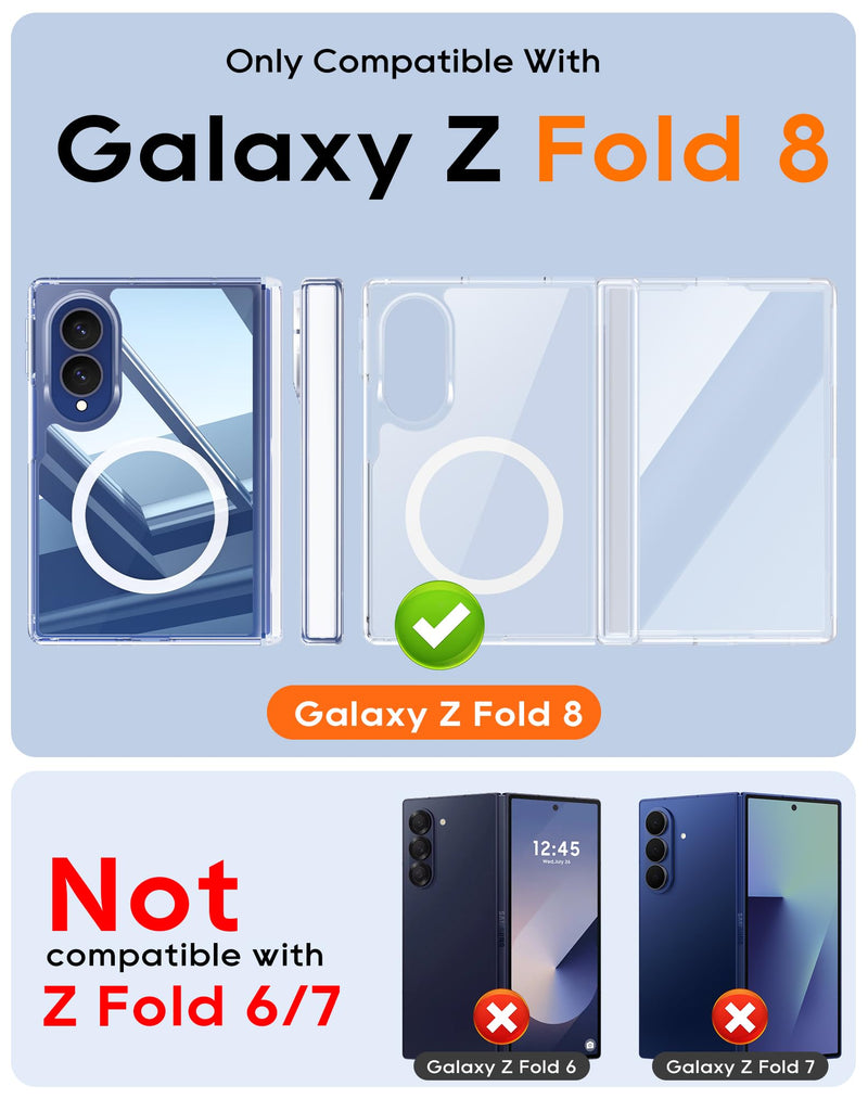 Vizvera for Samsung Galaxy Z-Fold-8 Case Clear with Magnetic Power[Hinge Protection][Slim][Screen Protector] Shockproof Protective Phone Case for Galaxy Z Fold 8(Clear) Samsung Galaxy Z Fold 8