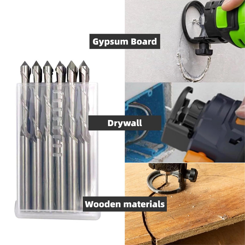 12 Pieces Drywall Cutting Tools 3/16 Inch Guide Point Cutting Bits,HSS65(M2) Materials Drill Bits, Cutting Drywall, Used for with Spiral Saw and Power Tools 12PCS(3/16")
