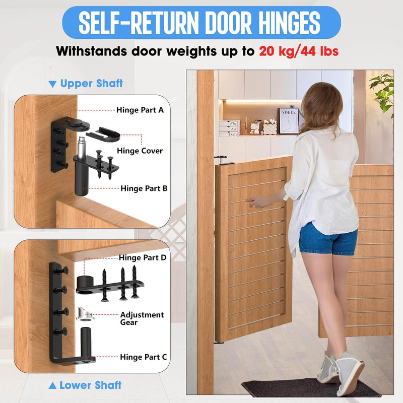 Heavy-Duty Self Closing Saloon Door Hinges, 304 Stainless Steel Self-Return Dual Swing Cafe Hinges for Bar, Patio Doors (1, Large) 1