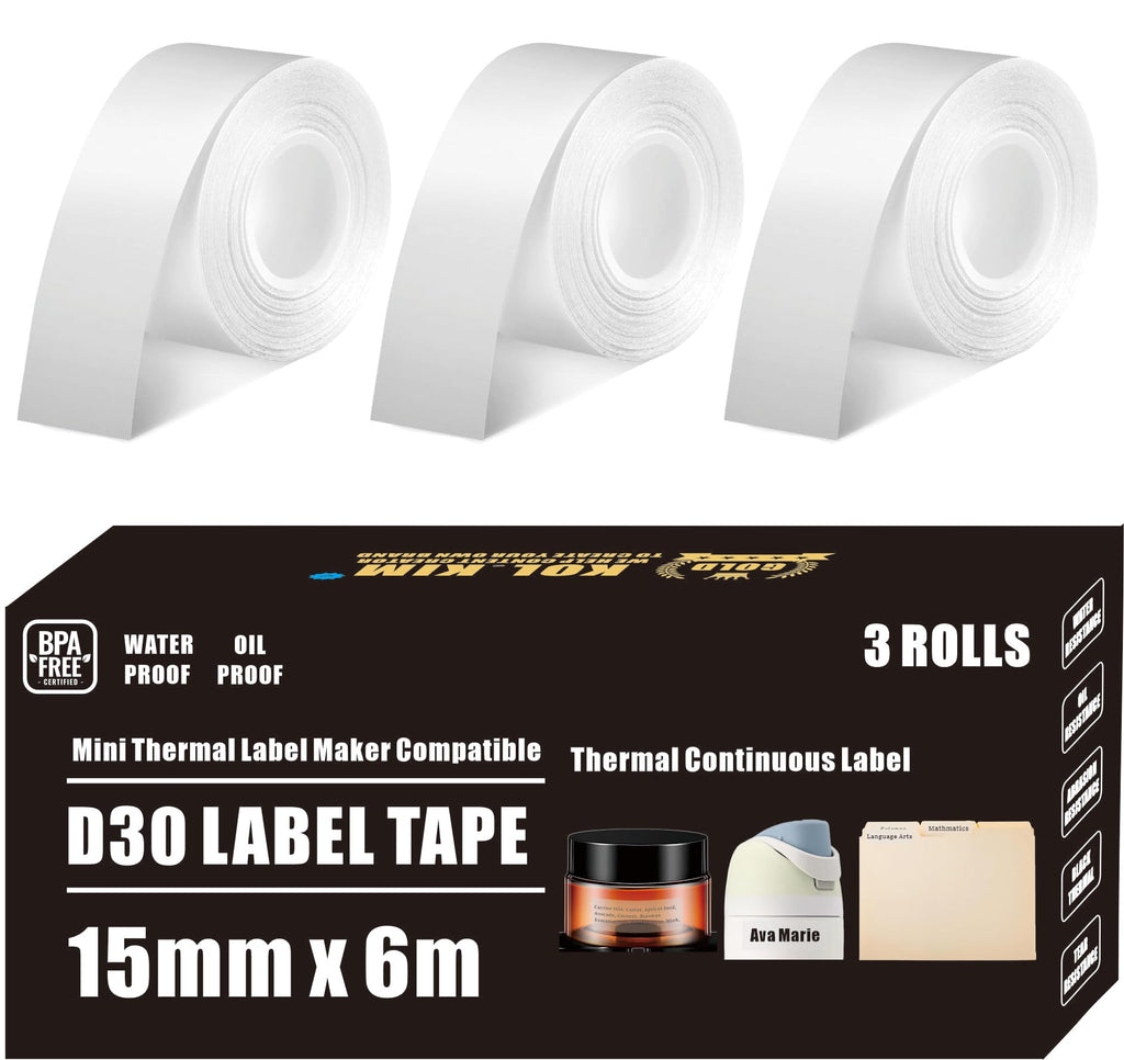 D30 Continuous Label Tape, 3 Rolls Transparent 0.59in x20ft Continuous Label Tape for Phomemo D30 D35 Continuous Label Tape for Print Master D30 D35 Label Maker Refill Clear 15mm x 6m 15mm X 6 M Continuous Transparent 3 Rolls