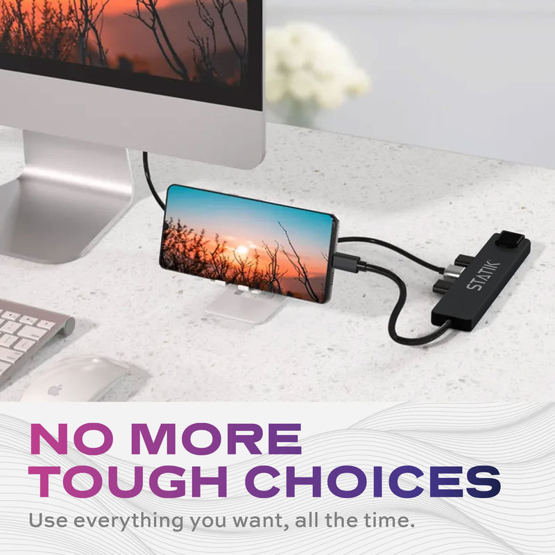 STATIK UltraHub Powered USB C Hub Multiport Adapter - USB C Docking Station - 8-in-1 Powered USB 3.0 Hub with 4K USB C HDMI Adapter, USB C dock, 100Mbps Ethernet Port, SD/TF Card Reader & Laptop Dock 1-Pack
