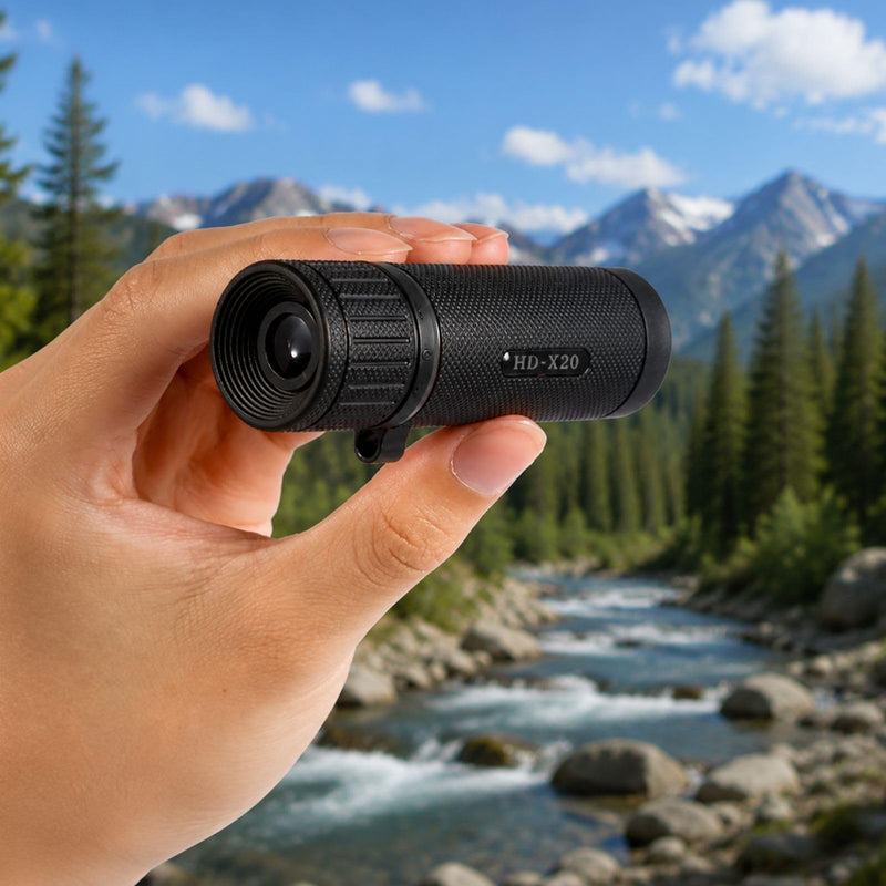8x21 Mini Monocular Telescope for Camping Hiking Stargazing Travel | 8x21 Compact View, Adjustable Focus, FMC Coated Optics, Waterproof, Non-Slip Grip, Wrist Strap, Pocket Size Silver
