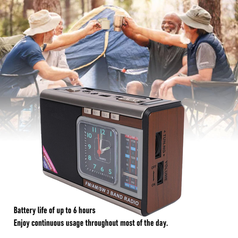 Bewinner Retro Portable Radio | Solar Powered, AM/FM/SW Receiver with USB/SD Playback, Built in Flashlight & Clock for Camping & Outdoor Use