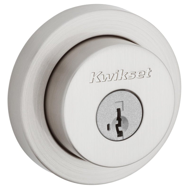 Kwikset 158 Milan Deadbolt Lock, Satin Nickel Round Exterior Keyed Front Entry Door, Pick Resistant SmartKey Rekey Security, Single Cylinder Dead Bolt, with Microban Protection New