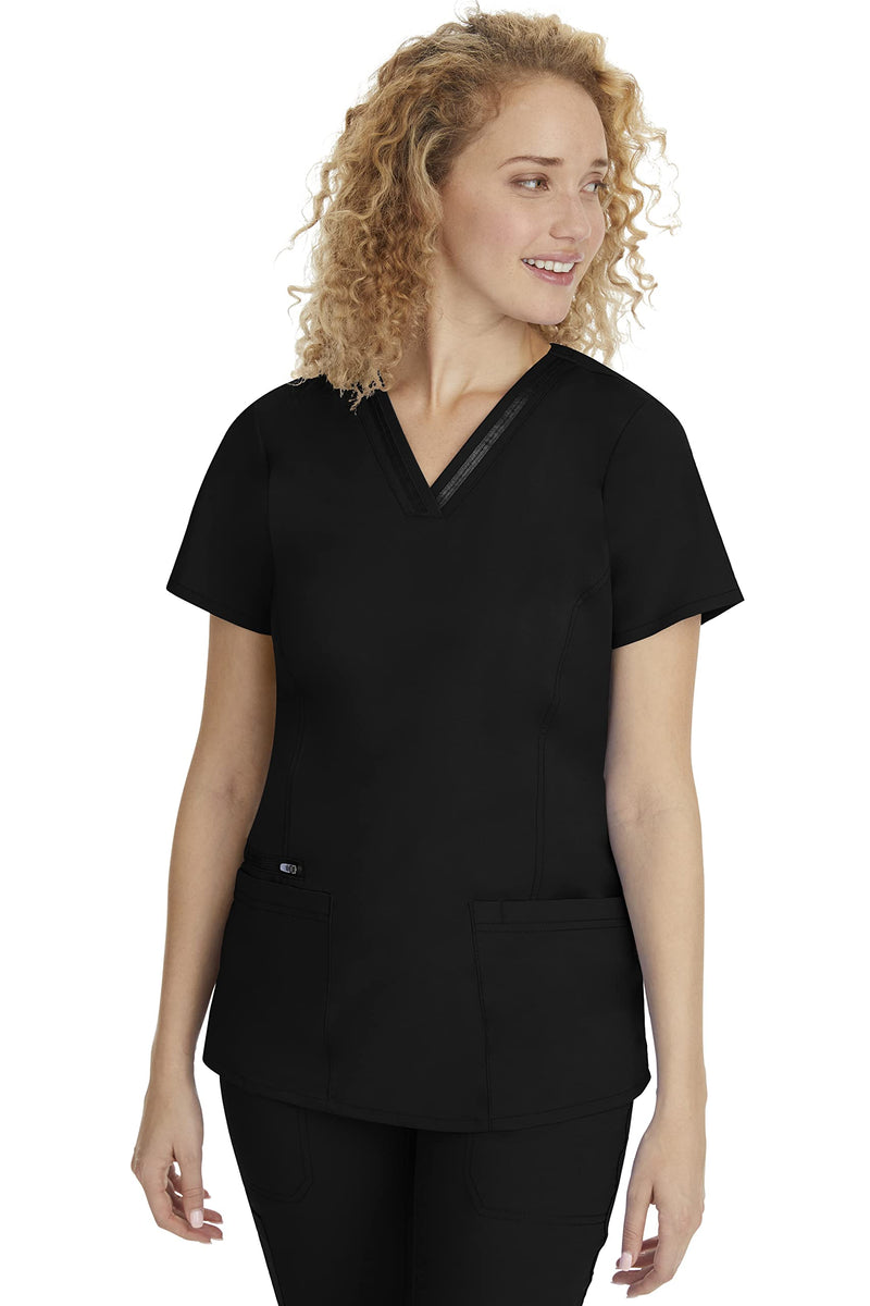 Healing Hands Scrub Top for Women with 3 Pockets and Easy Care, 2-Way Stretch Fabric 2278 Large Black