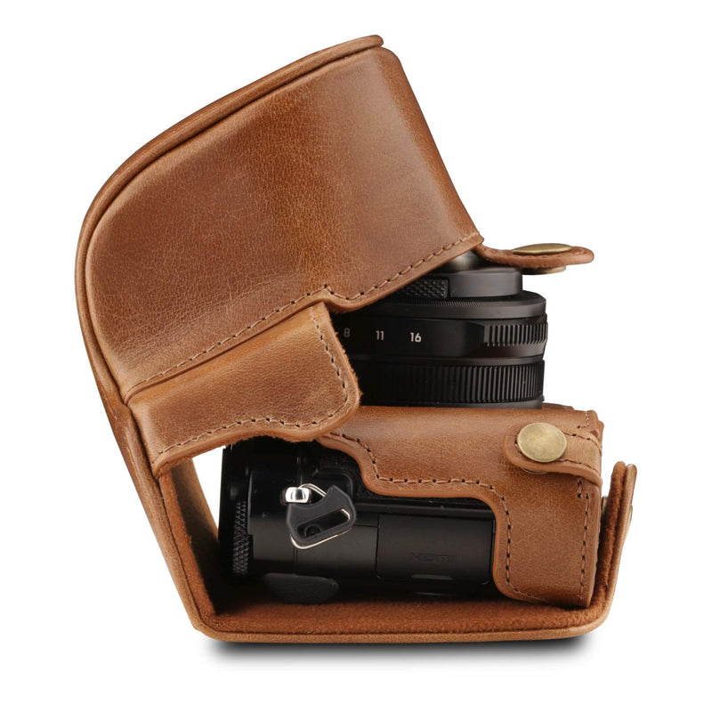 MegaGear MG1565 Ever Ready Genuine Leather Camera Case Compatible with Panasonic Lumix DC-LX100 II - Brown