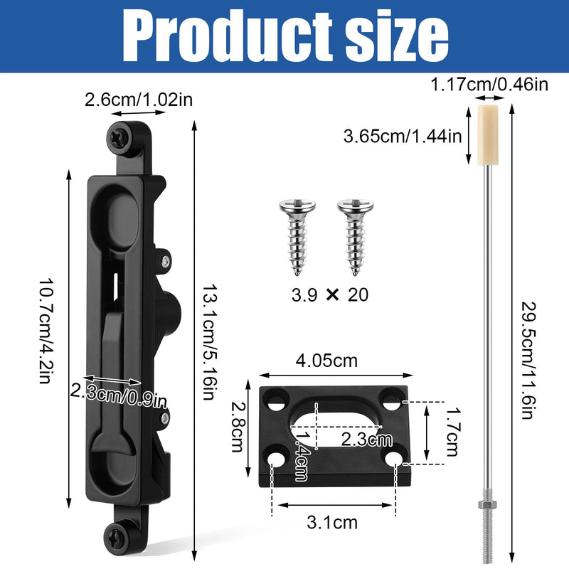 Blulu Flush Mount Extension Bolt 17 Inch Stainless Steel Lever Extension Door Flush Bolt for Commercial Aluminum Steel Door for Inactive Leaf Black 2
