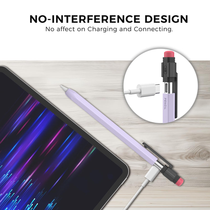 Apple Pencil USB C Case,Silicone Sleeve Protective Cover Perfect Grip Skin Classic Design with Sturdy Clip Compatible with Apple Pencil USB-c for ipad pro (Lavender) Lavender