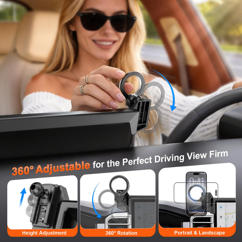 Car Phone Mount for Toyota Tundra 2022-2026 & Sequoia 2023 2024 2025 2026 | For 3rd Gen 14-Inch Screen, Magnetic Cell Holder for MagSafe iPhone Samsung, Strong Magnets, Portrait Landscape Rotation