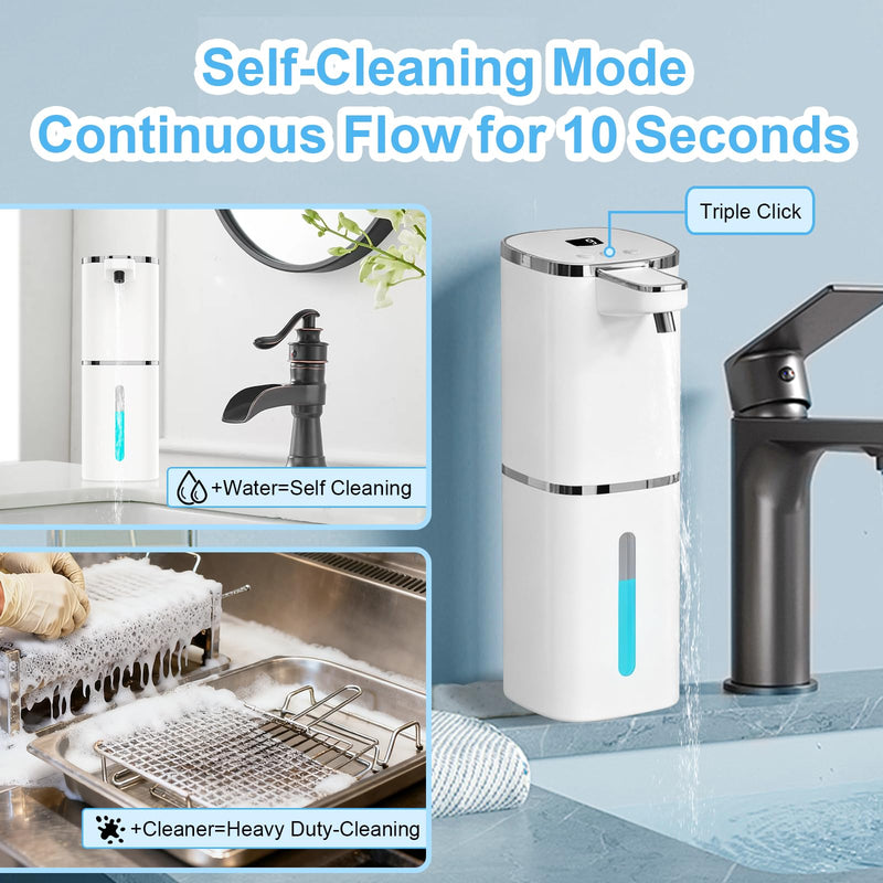 Automatic Liquid Soap Dispenser Touchless, USB Rechargeable Smart Hand Soap Dispenser, 9-Level Adjustable, Physical Button Operation, 13.5oz/400mL Wall Mounted for Bathroom Kitchen Dish Soap White LV9-Liquid
