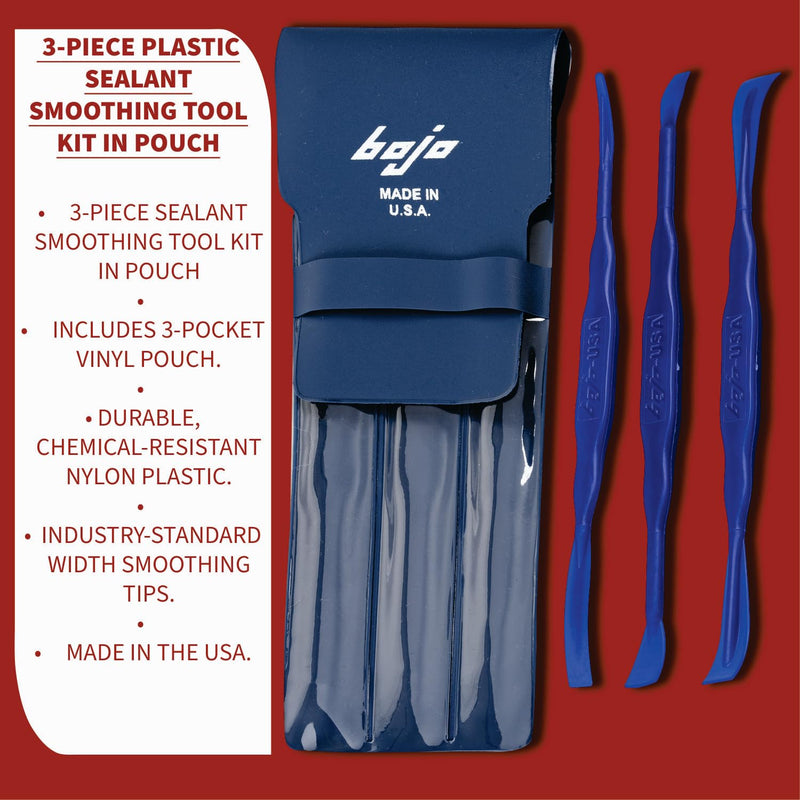 Bojo Tools - 3-Piece Plastic Sealant Smoothing Tool Kit in Pouch - Medium Duty 5-PACK
