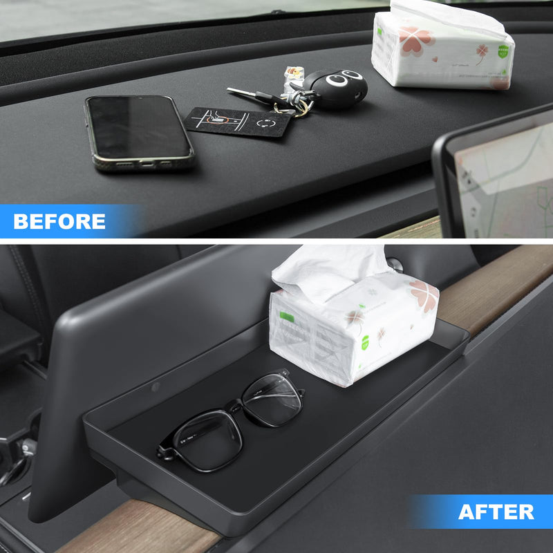 for Tesla Model Y Upgrade Behind Screen Storage Box Dashboard Hidden Organizer Tray Non-Slip Sunglass Card Holder for 2021-2023 Tesla Model 3 and 2021-2024 Model Y Accessories 2021-2023 Model3&2021-2024 ModelY(Upper)