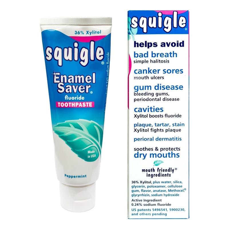 Squigle Enamel Saver Toothpaste (Canker Sore Prevention & Treatment) Prevents Cavities, Perioral Dermatitis, Bad Breath, Chapped Lips - 6 Pack