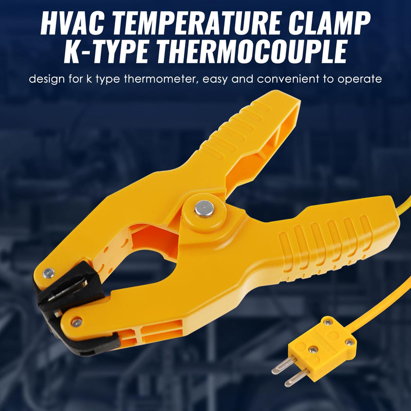 2 PCS Temperature Clamp HVAC K-Type Thermocouple Thermometer Lead Probe Pipe Clamp Multimeter Sensor Jaw Clip Plumbing Clamp 2
