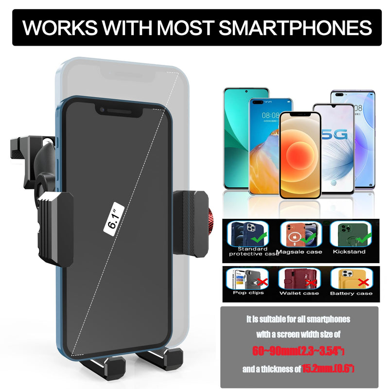 Upgraded Aluminum Vent Phone Mount for Toyota Tacoma 2016-2023 | 3rd Gen Tacoma Phone Holder | 360° Rotation | Zero Slip, Anti-Scratch | Easy to Use | Compatible with iPhone & Galaxy, More