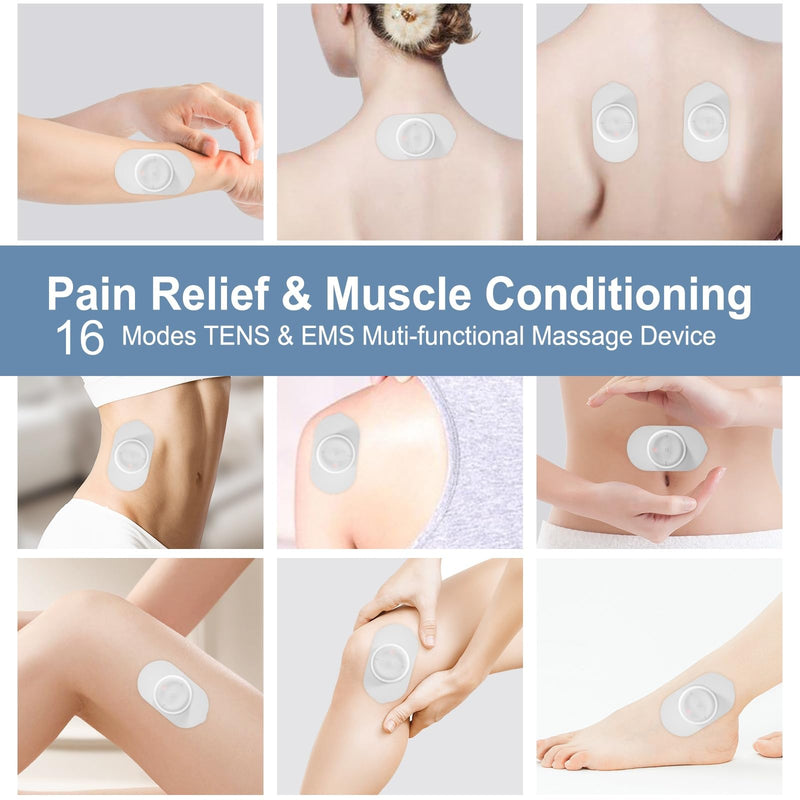 TENS Unit - Wireless Muscle Stimulator for Pain Relief, Dual Channel 16 Intensity Tens EMS Machine, LED-Display Rechargeable Cordless Portable Massager for Feet, Leg, Shoulder, Lower Back, Neck White