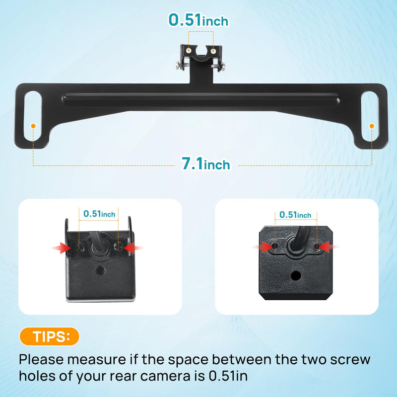 Universal Car Rear View Camera License Plate Bracket, Professional Full Stainless Steel Anti-Rust Paint License Plate Camera Mount for Backup View Cam, Supports 170-Degree Adjustment Cam Mount