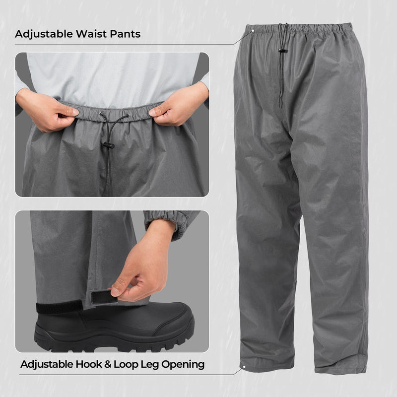 KastKing AquaLite Waterproof Rain Suit for Men and Women, Loose Fit, Lightweight, Durable Outdoor Gear for Fishing, Hiking Grey Large
