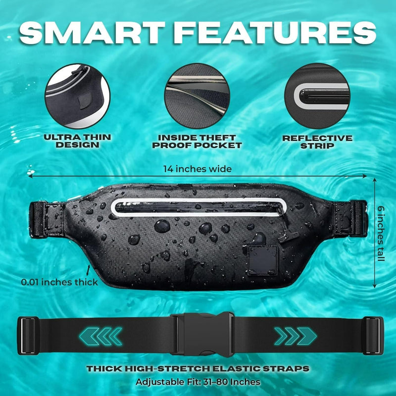 1 Pack Underwater Waterproof Waist Pouch, Submersible Waterproof Phone Pouch, Dry Bag for Swimming, Boating, Underwater Phone case, Floating Belt Bag (BLK) BLK