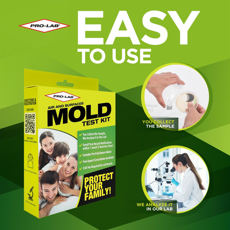 PRO-LAB DIY Mold Test Kit - 1 LAB FEE Included (3 Test Methods: Air, Surface, Bulk.) AIHA Accredited Lab Analysis, Expert Consultation and Return Shipping Included