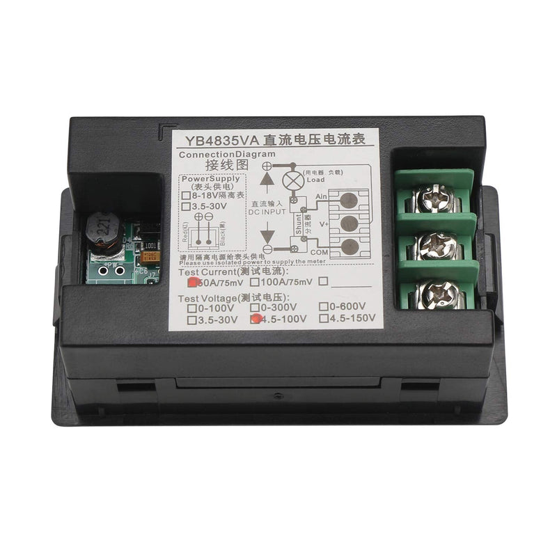 DROK DC 4.5-100V Digital Voltmeter Ammeter Multimeter Panel, DC Amp Meter Voltage Meter, Current Meter 0-50A Volt Tester, LED Display Voltage Gauge for Automotive Motor Battery DC 100V 50A