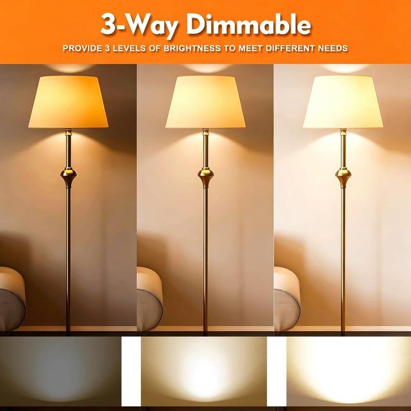 3 Way Incandescent Light Bulbs 70/170/240 Watt Equivalent, Soft White 2700K, A21 Three Way Non-LED Bulbs, E26 Medium Base (4PACK)