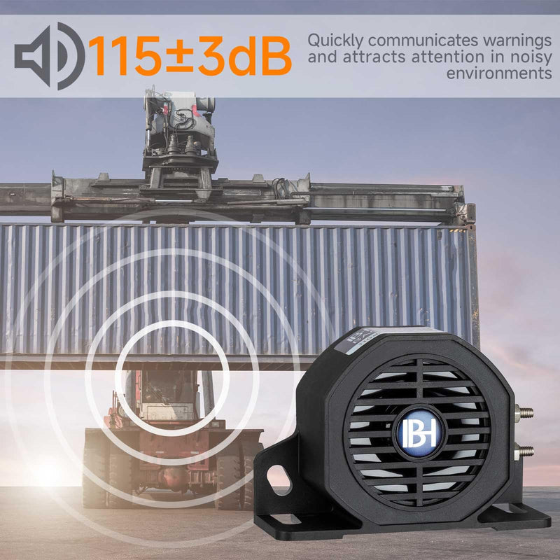 Backup Alarm 112dB 12V-48V Universal Industrial Heavy-Duty Backup Reverse Warning Alarm with Beeper Tone for Truck Van Freight Car Lorry Heavy Vehicles 1 pc.