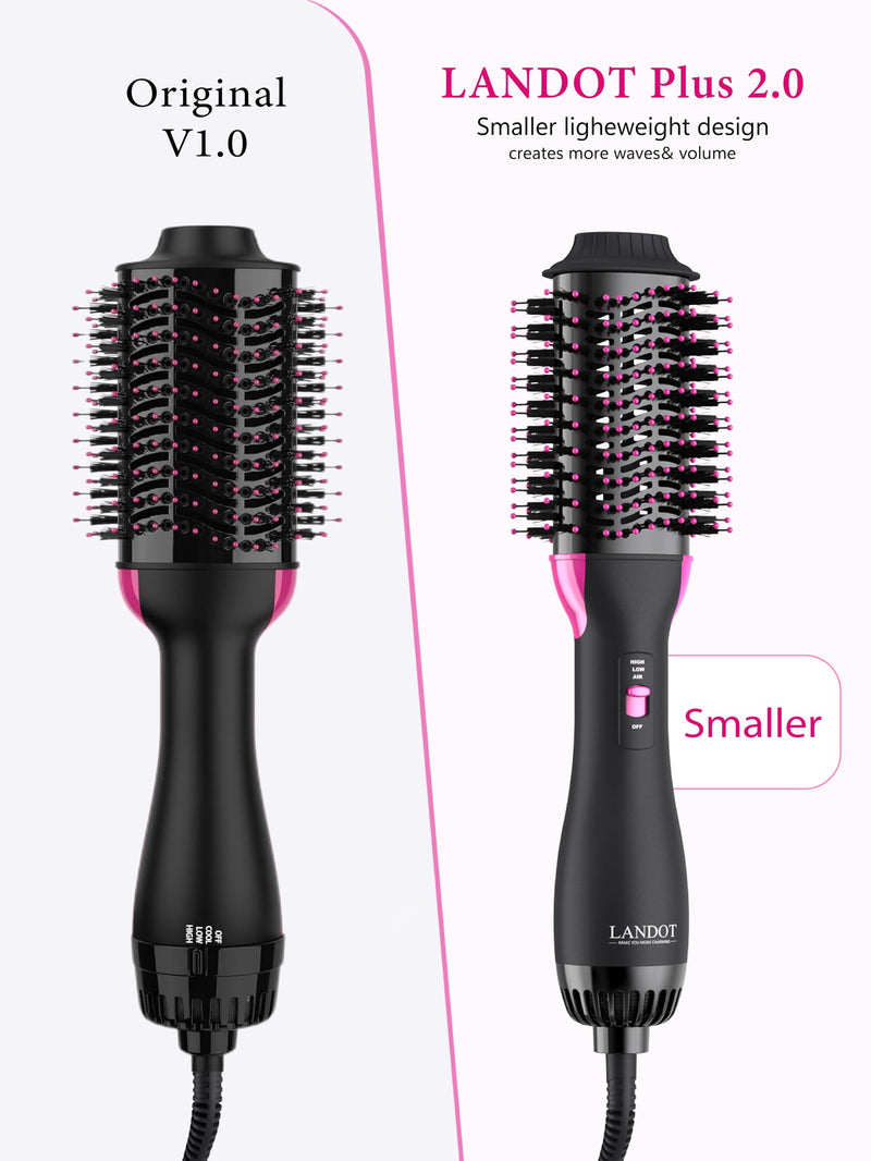 One-Step Hair Blow Dryer Brush, Ionic Hot Air Styler Hairdryer Volumizer | 1000W Fast Drying, Anti-Tangle Nylon Pins, Volume & Fullness for Smooth Anti-Frizz Straight, Salon Blowout, 3 Heat Settings Black
